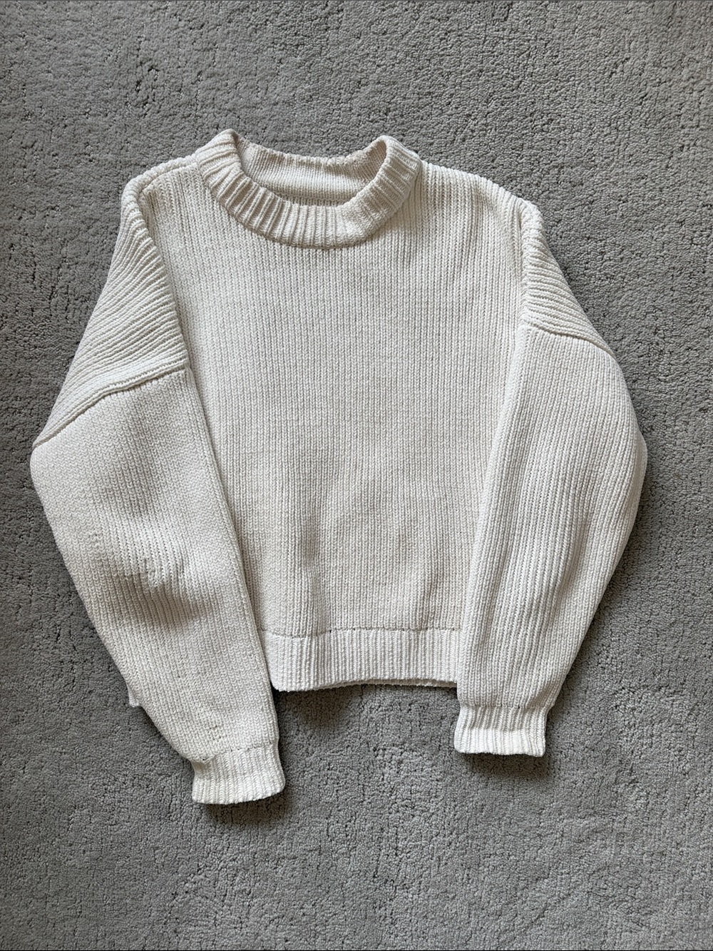 Abercrombie & Fitch Off-White Ribbed Crewneck Sweater